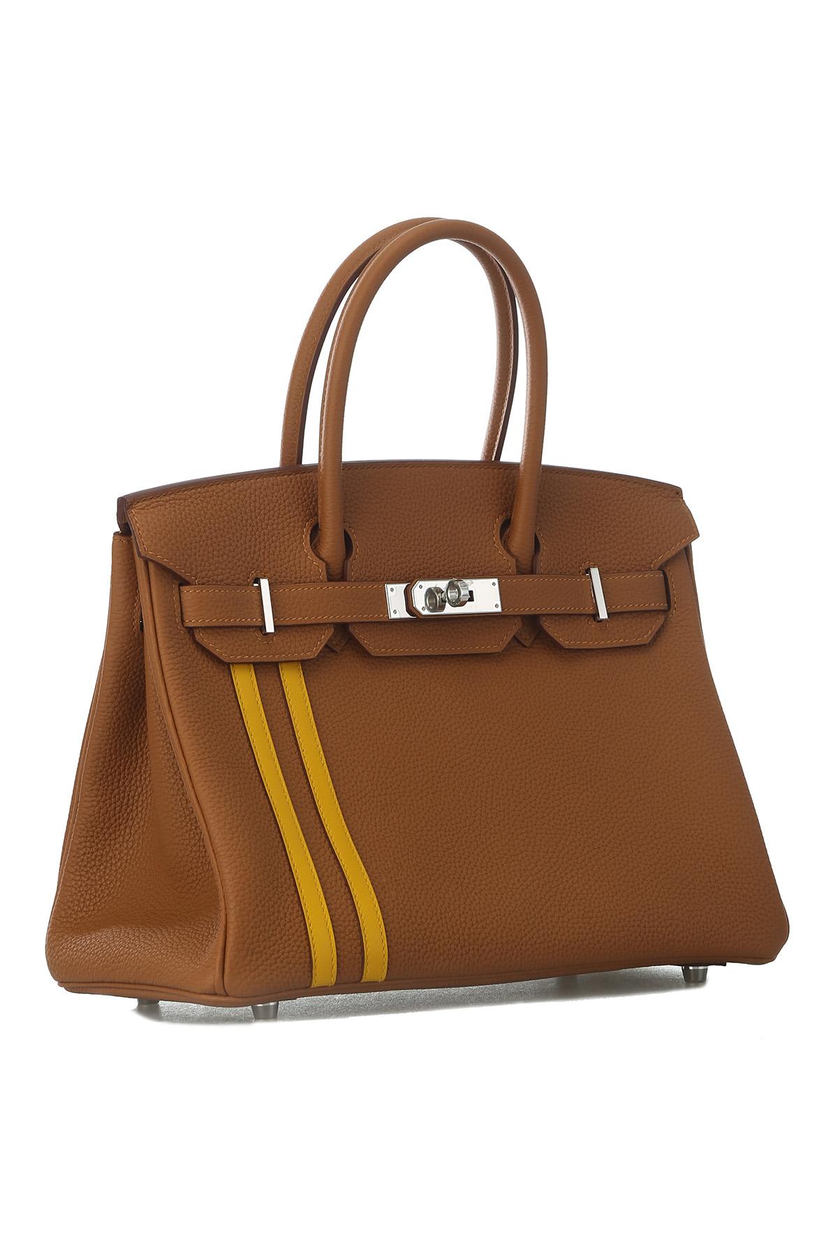 HERMÈS MASTER BIRKIN 30 TOGO LEATHER GOLDEN BROWN WITH AMBER YELLOW AND SILVER BUCKLE BAG H028365CC04 (30*22*15cm)